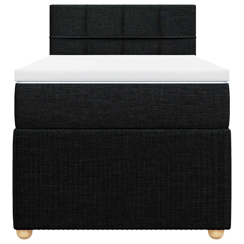 Pat box spring cu saltea, negru, 90x190 cm, textil