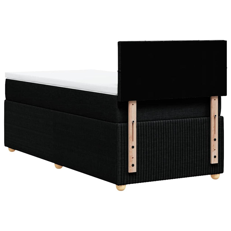 Pat box spring cu saltea, negru, 90x190 cm, textil
