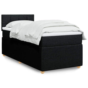 Pat box spring cu saltea, negru, 90x190 cm, textil