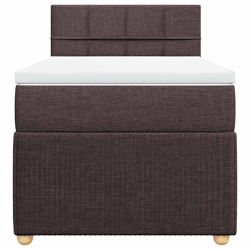 Pat box spring cu saltea, maro închis, 90x190 cm, textil