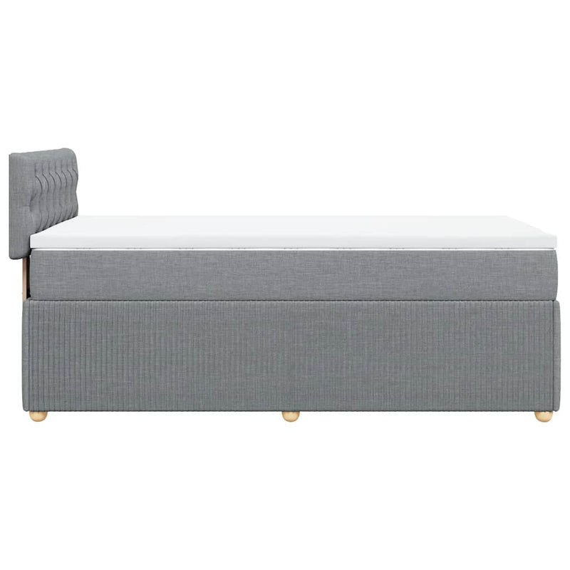 Pat box spring cu saltea, gri deschis, 90x190 cm, textil
