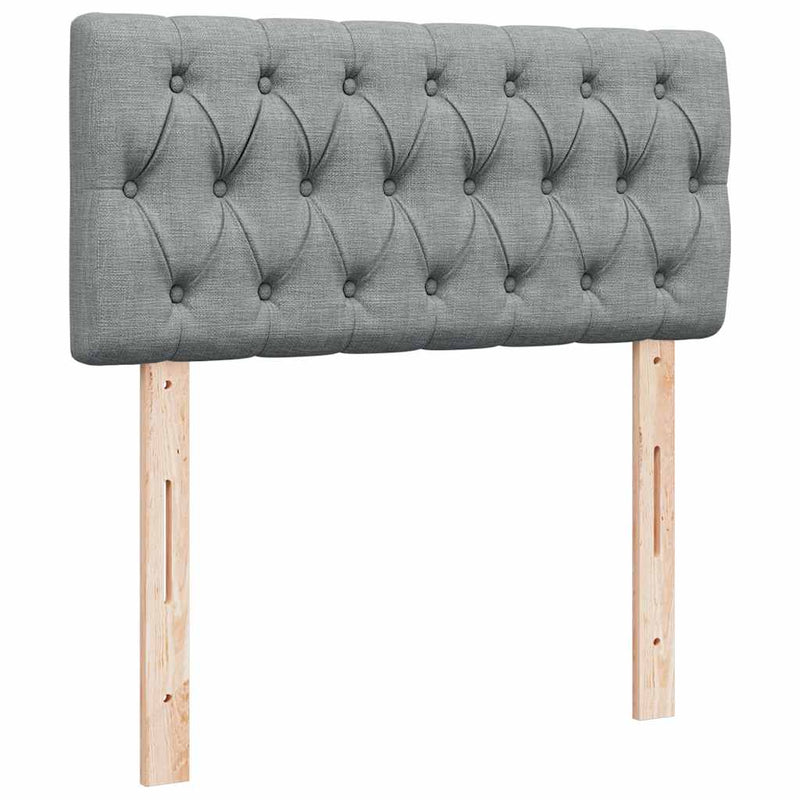Pat box spring cu saltea, gri deschis, 90x190 cm, textil