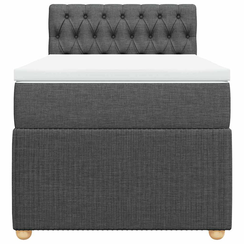 Pat box spring cu saltea, gri închis, 90x190 cm, textil