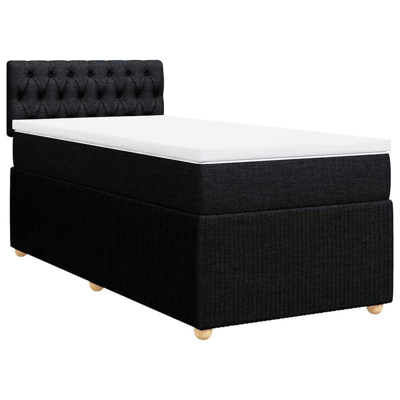 Pat box spring cu saltea, negru, 90x190 cm, textil