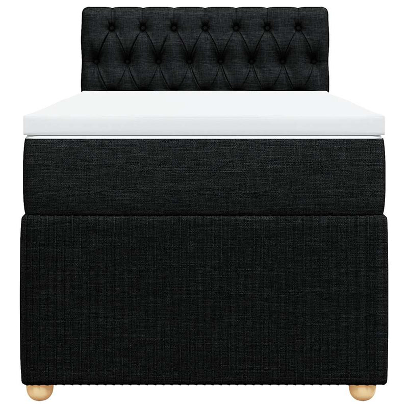 Pat box spring cu saltea, negru, 90x190 cm, textil