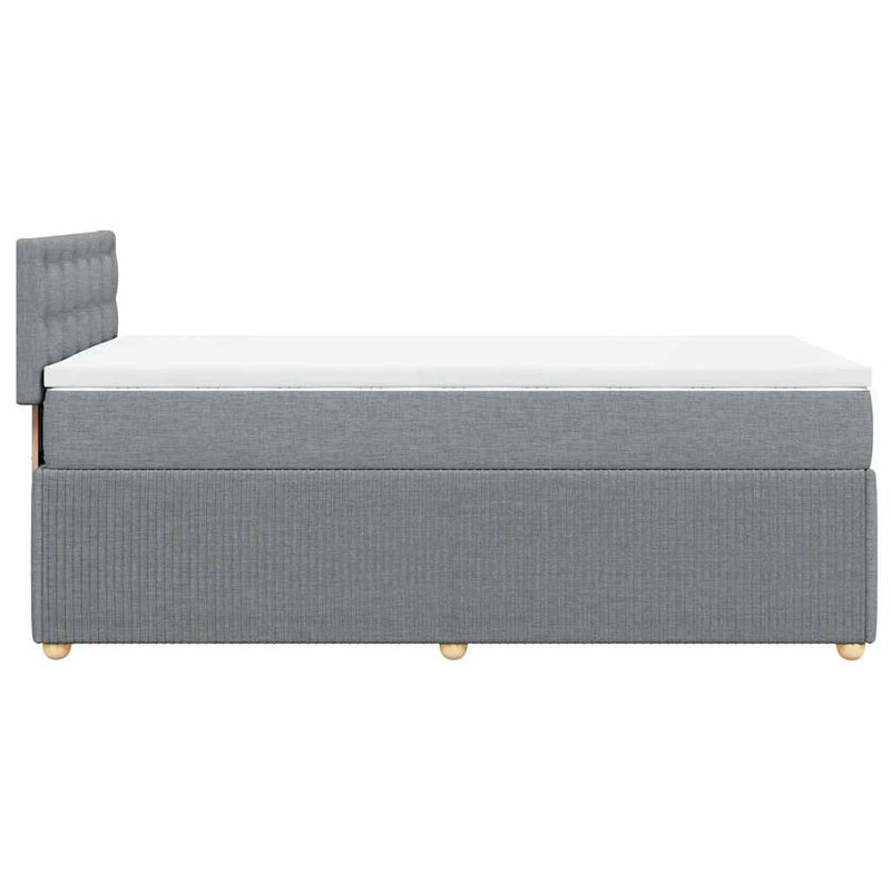 Pat box spring cu saltea, gri deschis, 90x190 cm, textil