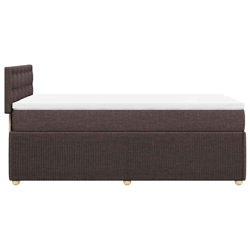 Pat box spring cu saltea, maro închis, 90x190 cm, textil