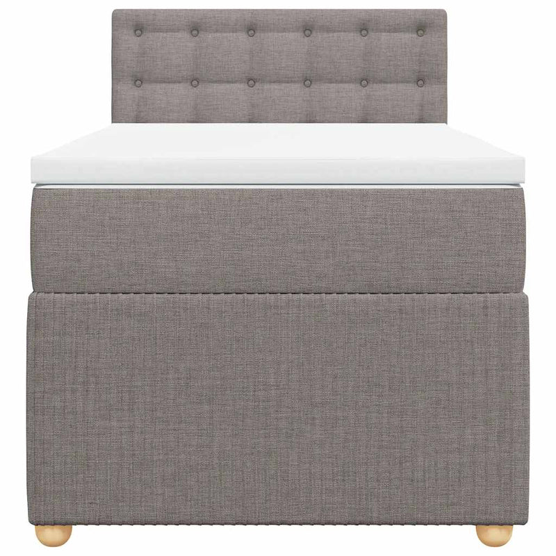 Pat box spring cu saltea, gri taupe, 90x190 cm, textil