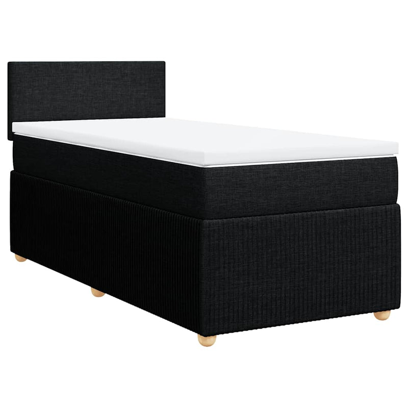 Pat box spring cu saltea, negru, 90x200 cm, textil