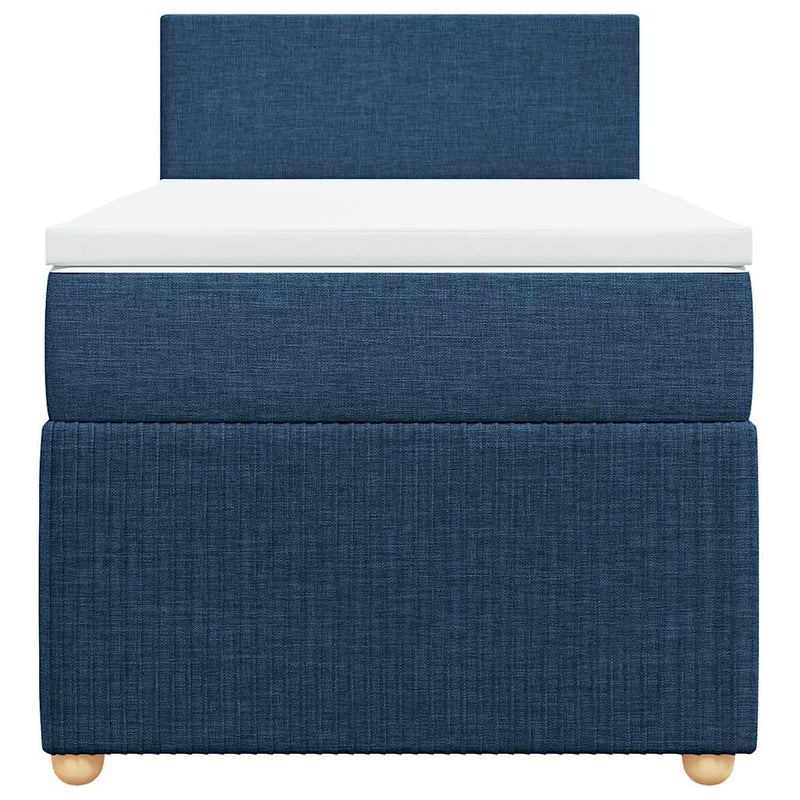 Pat box spring cu saltea, albastru, 90x200 cm, textil
