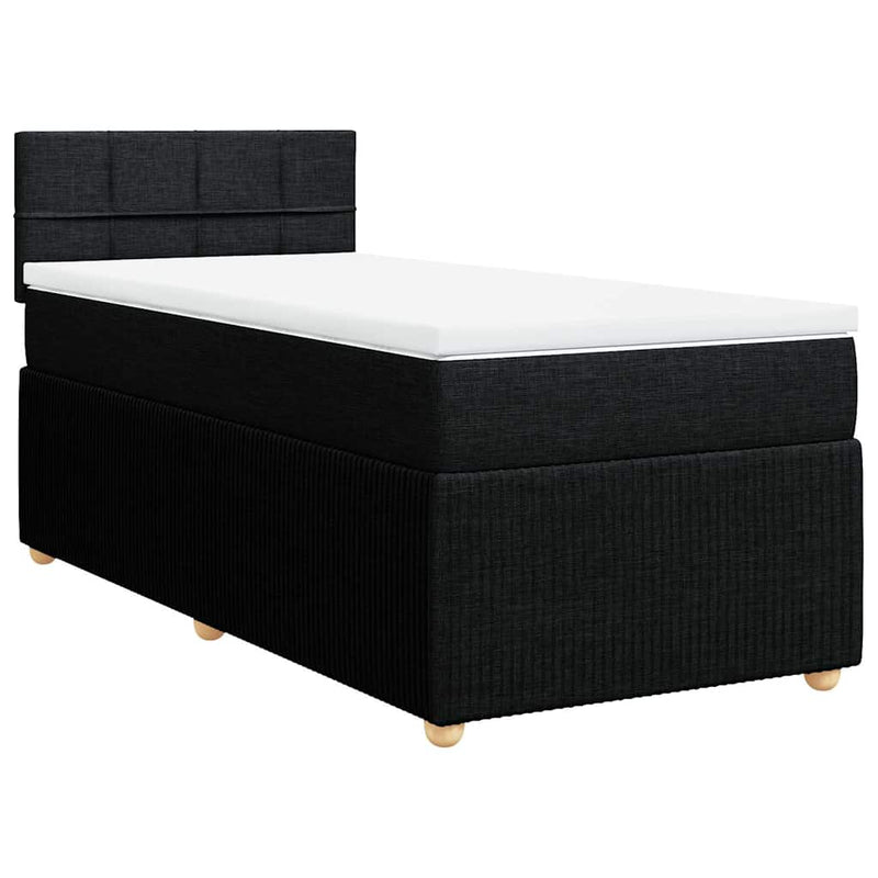 Pat box spring cu saltea, negru, 90x200 cm, textil