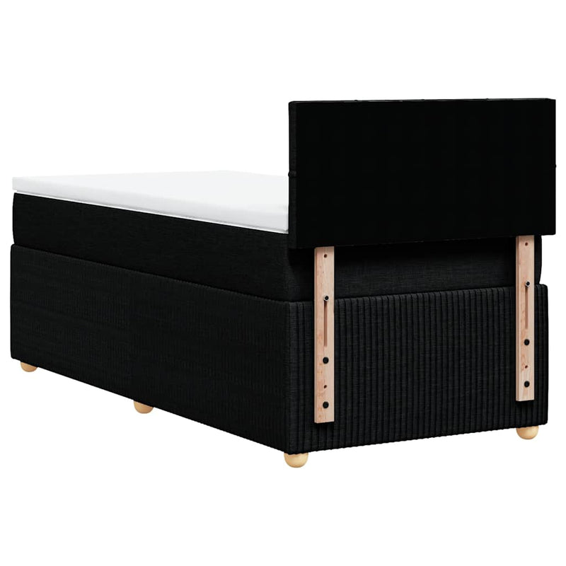 Pat box spring cu saltea, negru, 90x200 cm, textil