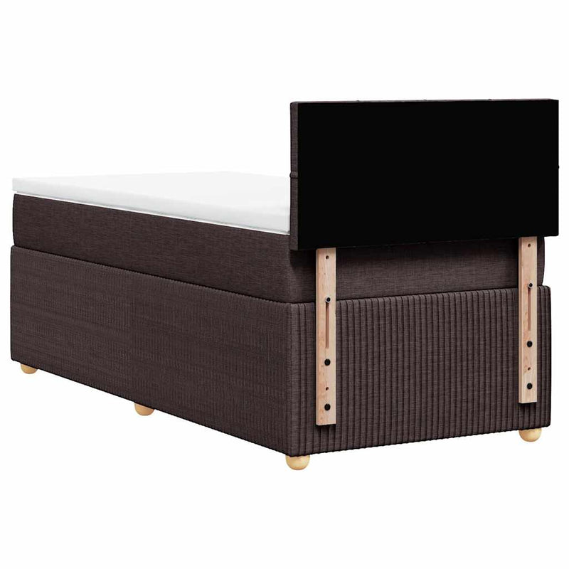 Pat box spring cu saltea, maro închis, 90x200 cm, textil