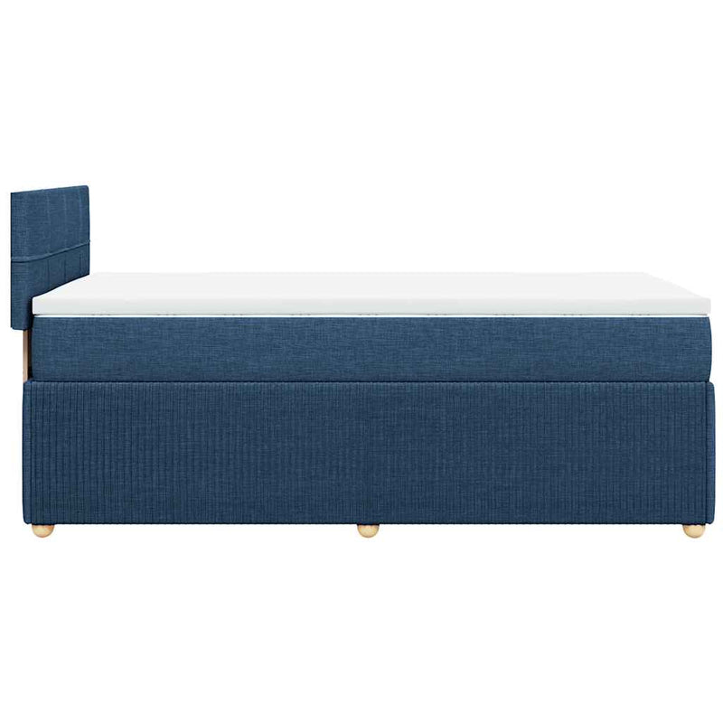 Pat box spring cu saltea, albastru, 90x200 cm, textil