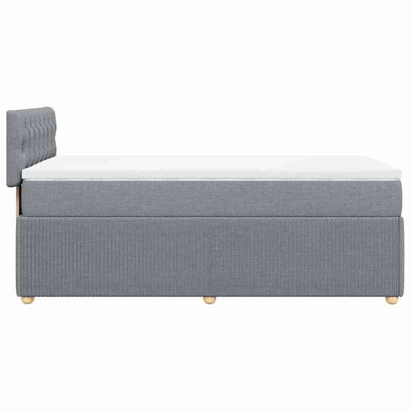 Pat box spring cu saltea, gri deschis, 90x200 cm, textil