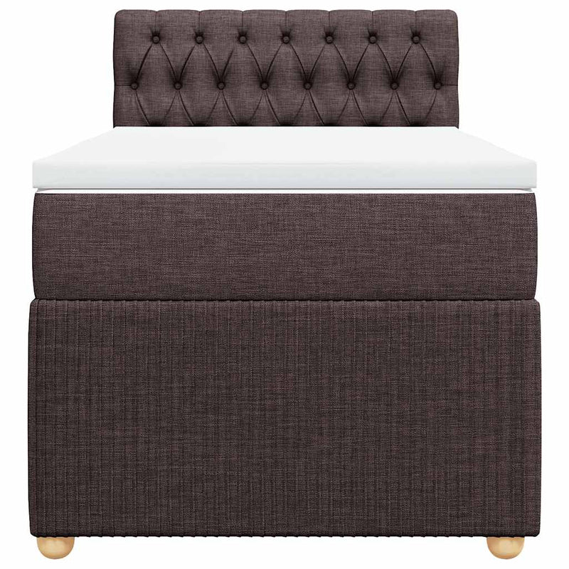 Pat box spring cu saltea, maro închis, 90x200 cm, textil