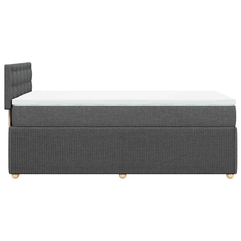 Pat box spring cu saltea, gri închis, 90x200 cm, textil