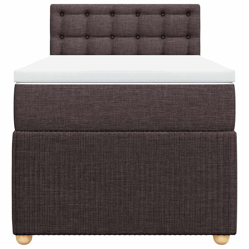 Pat box spring cu saltea, maro închis, 90x200 cm, textil