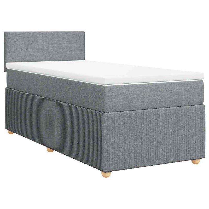 Pat box spring cu saltea, gri deschis, 100x200 cm, textil