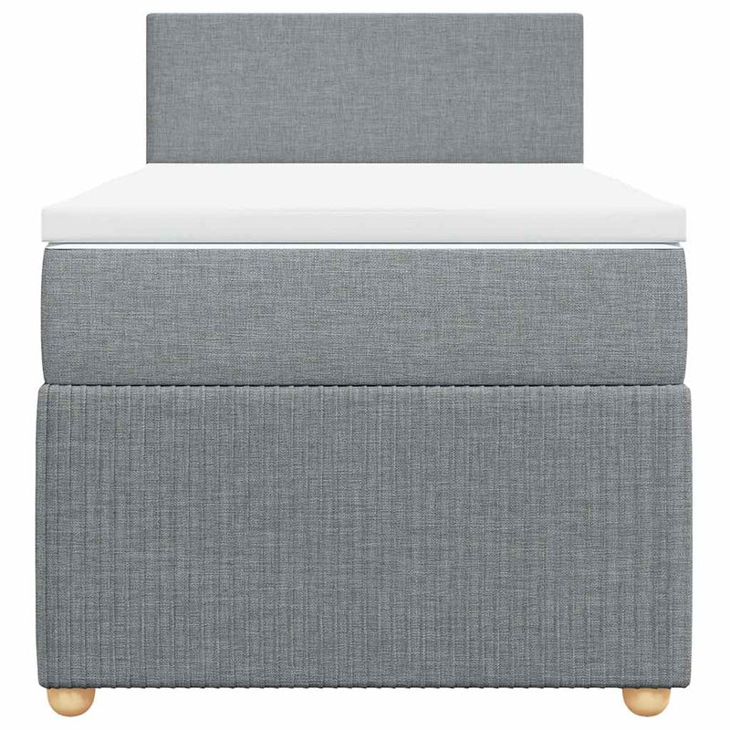 Pat box spring cu saltea, gri deschis, 100x200 cm, textil