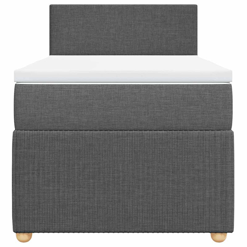 Pat box spring cu saltea, gri închis, 100x200 cm, textil