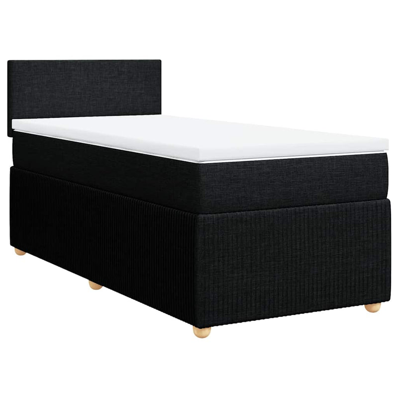 Pat box spring cu saltea, negru, 100x200 cm, textil