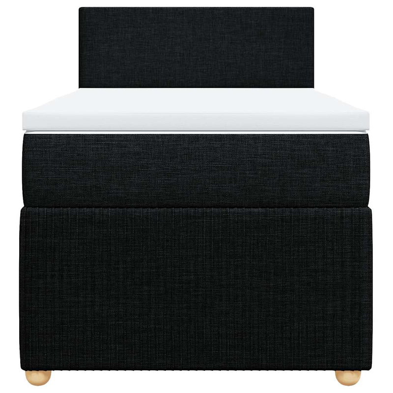 Pat box spring cu saltea, negru, 100x200 cm, textil