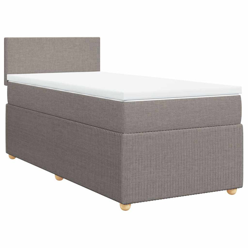 Pat box spring cu saltea, gri taupe, 100x200 cm, textil