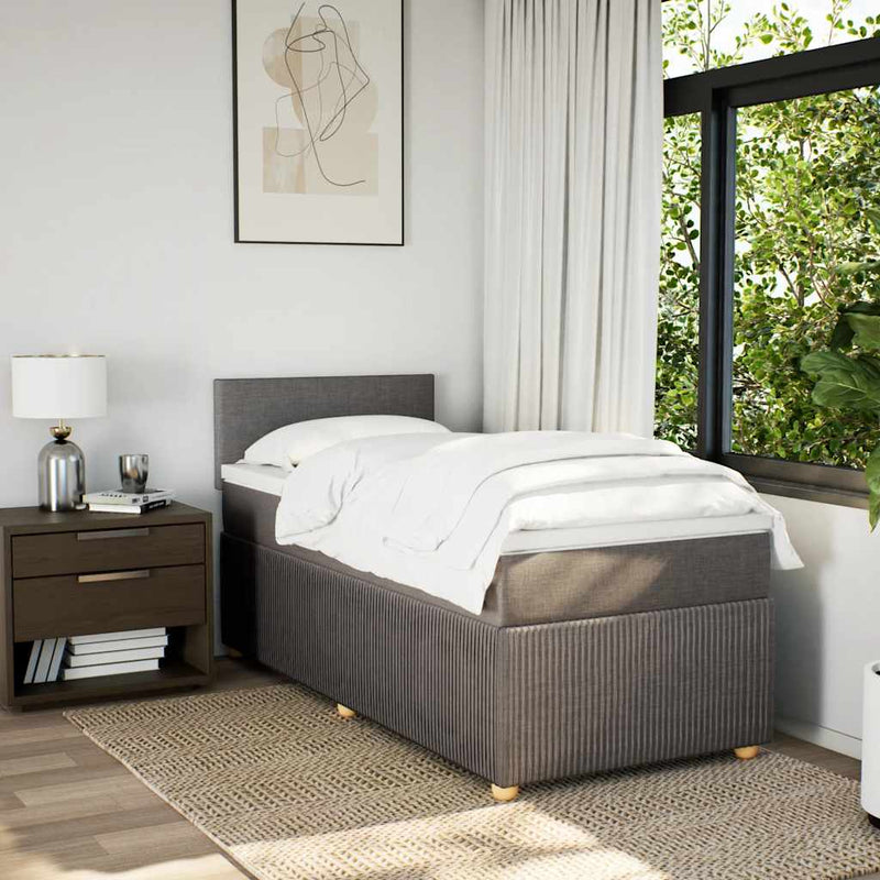 Pat box spring cu saltea, gri taupe, 100x200 cm, textil
