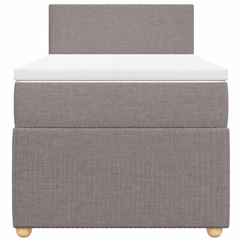 Pat box spring cu saltea, gri taupe, 100x200 cm, textil