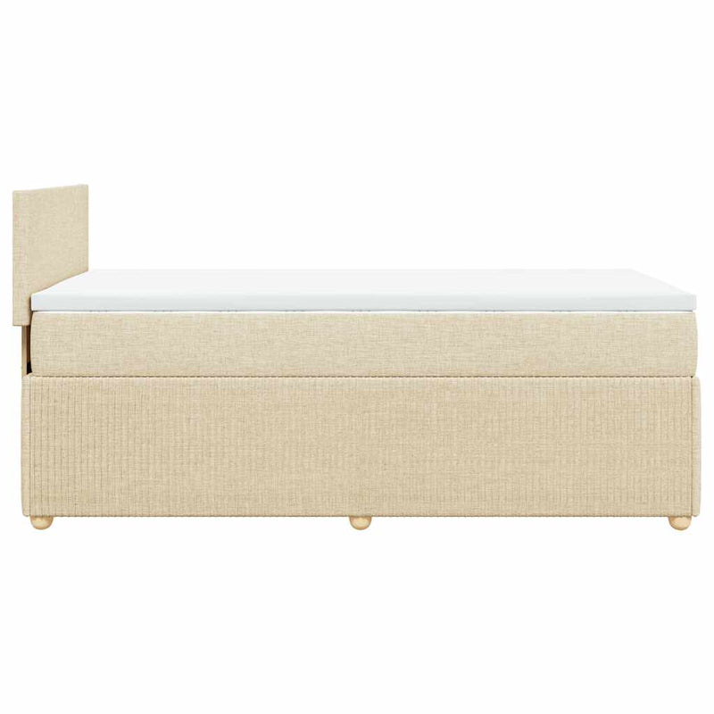 Pat box spring cu saltea, crem, 100x200 cm, textil