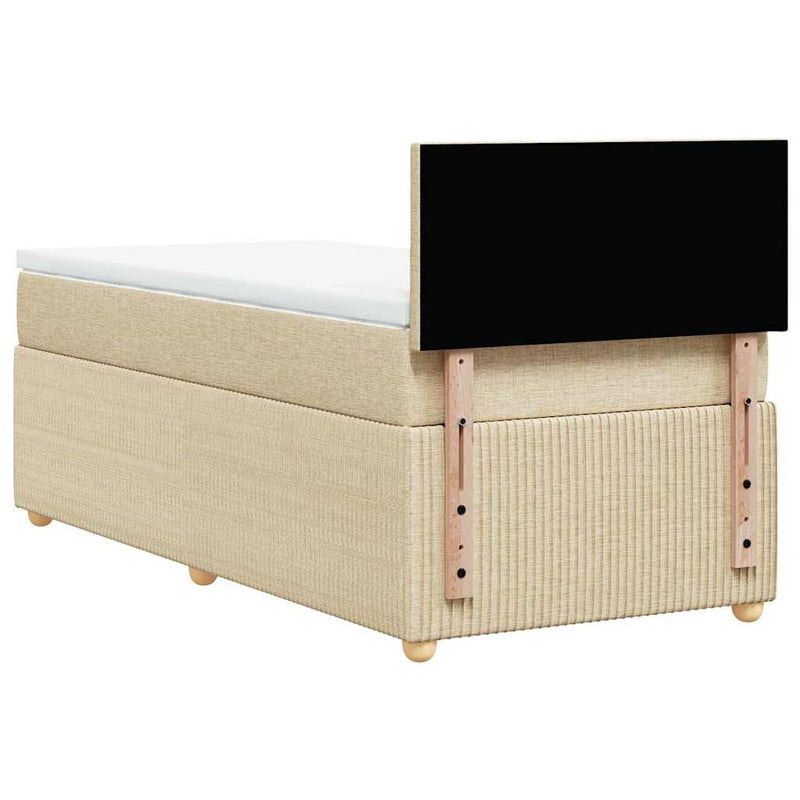 Pat box spring cu saltea, crem, 100x200 cm, textil