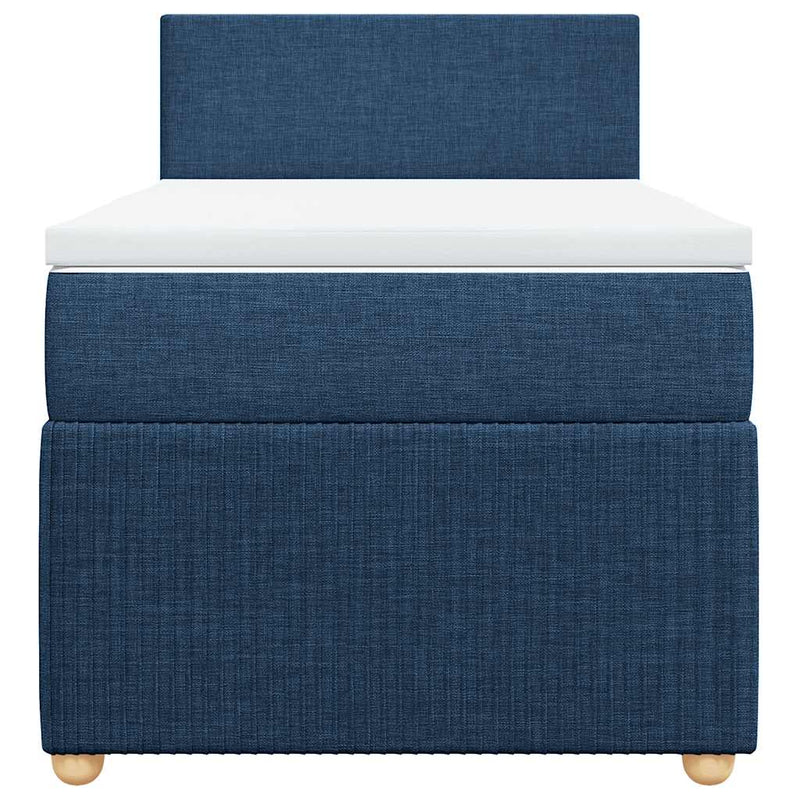 Pat box spring cu saltea, albastru, 100x200 cm, textil