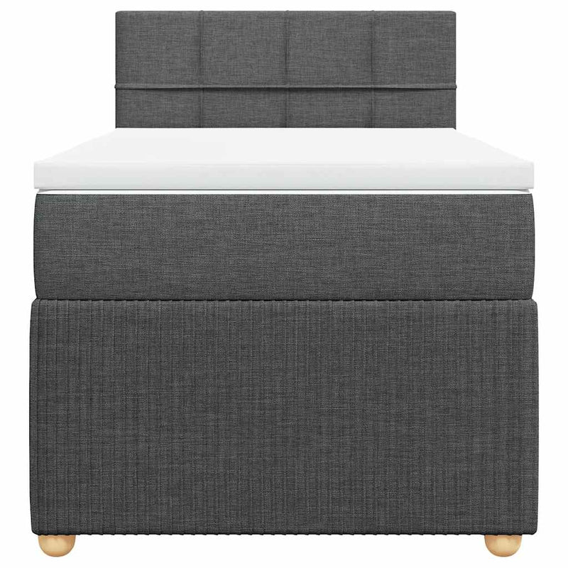 Pat box spring cu saltea, gri închis, 100x200 cm, textil