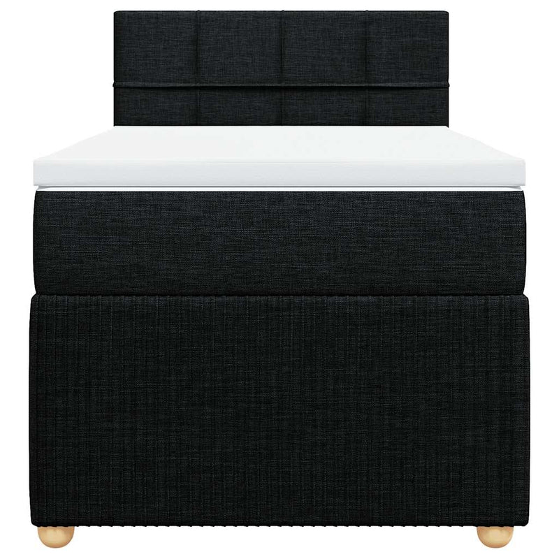 Pat box spring cu saltea, negru, 100x200 cm, textil