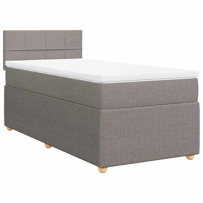 Pat box spring cu saltea, gri taupe, 100x200 cm, textil