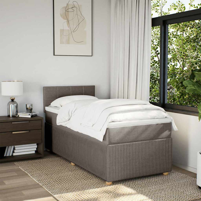 Pat box spring cu saltea, gri taupe, 100x200 cm, textil