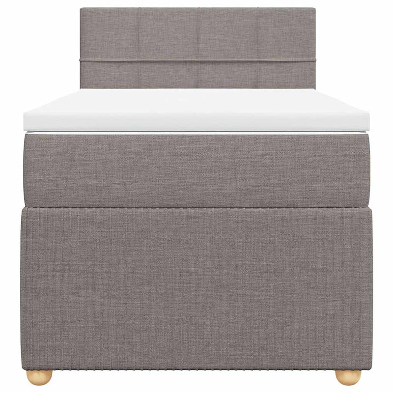 Pat box spring cu saltea, gri taupe, 100x200 cm, textil