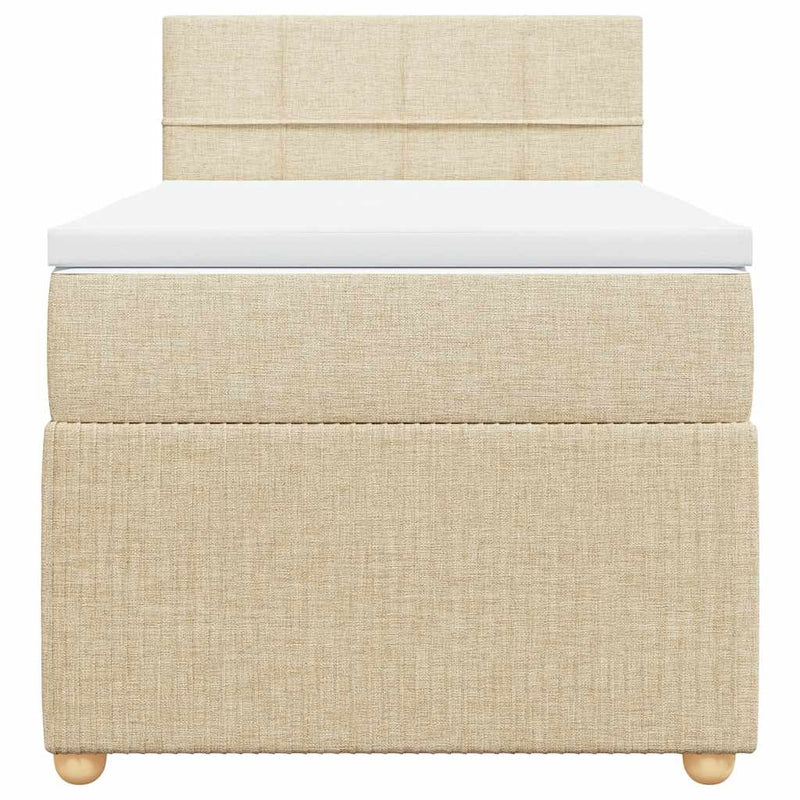 Pat box spring cu saltea, crem, 100x200 cm, textil