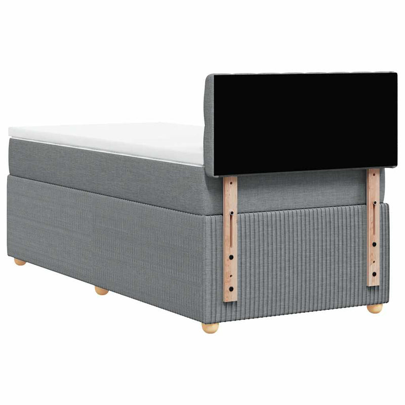 Pat box spring cu saltea, gri deschis, 100x200 cm, textil