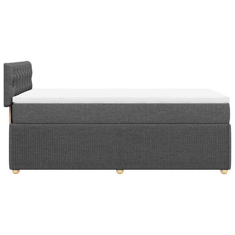 Pat box spring cu saltea, gri închis, 100x200 cm, textil