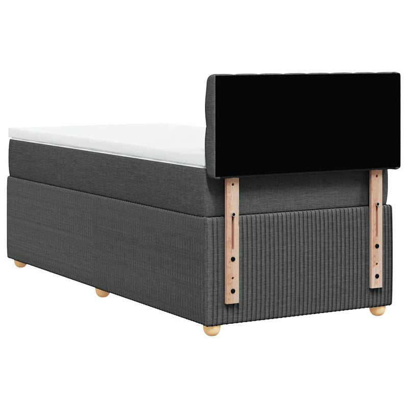 Pat box spring cu saltea, gri închis, 100x200 cm, textil