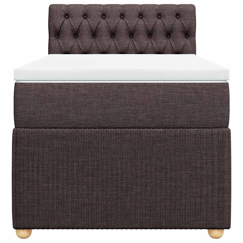 Pat box spring cu saltea, maro închis, 100x200 cm, textil