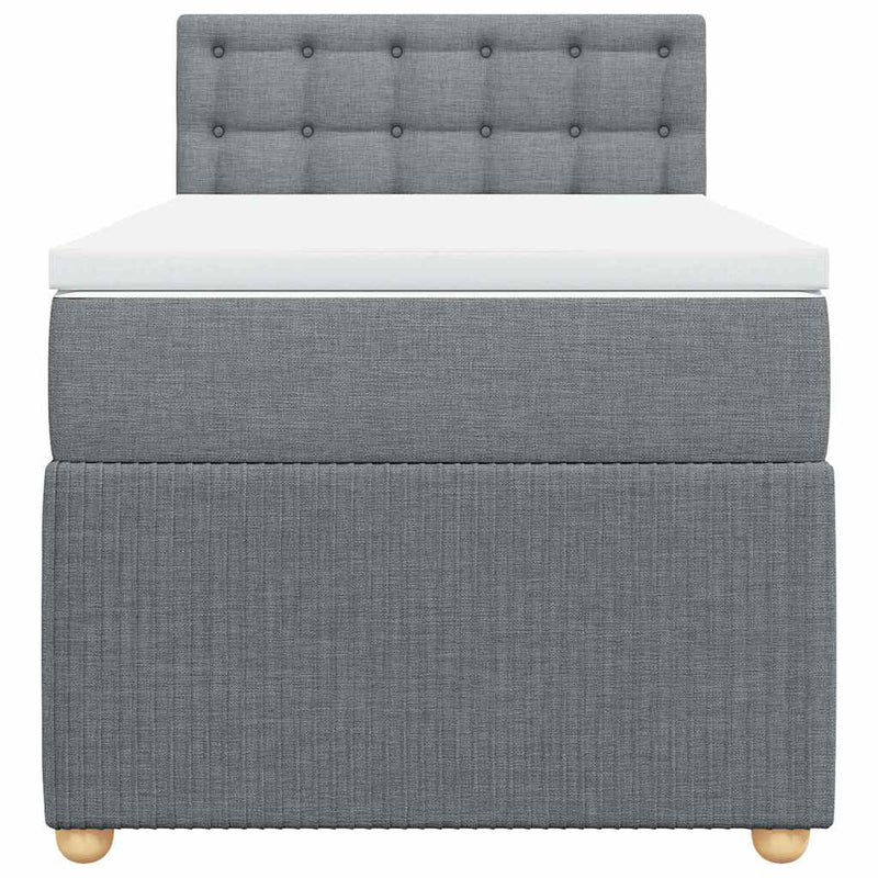 Pat box spring cu saltea, gri deschis, 100x200 cm, textil