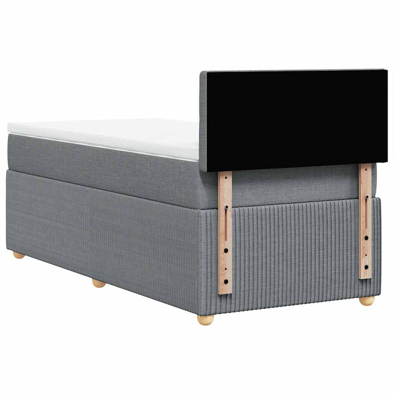 Pat box spring cu saltea, gri deschis, 100x200 cm, textil