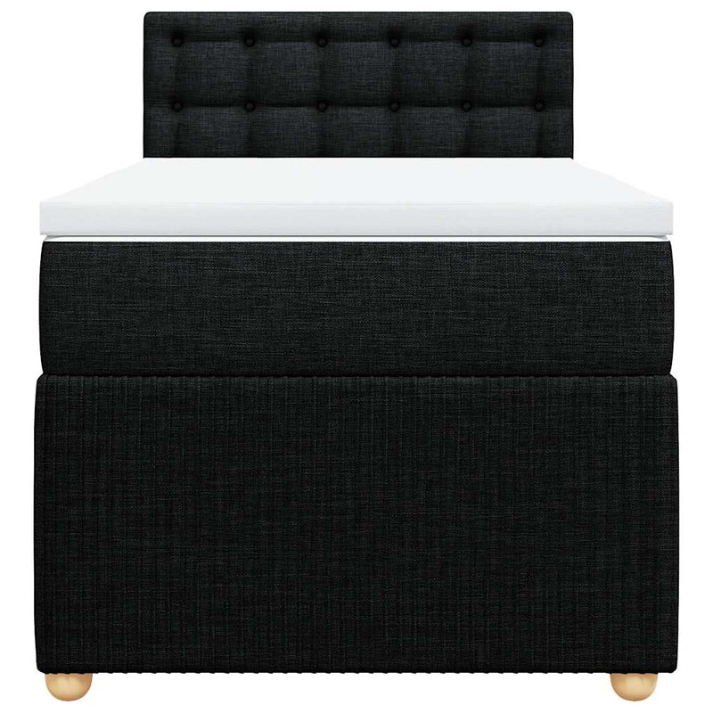 Pat box spring cu saltea, negru, 100x200 cm, textil