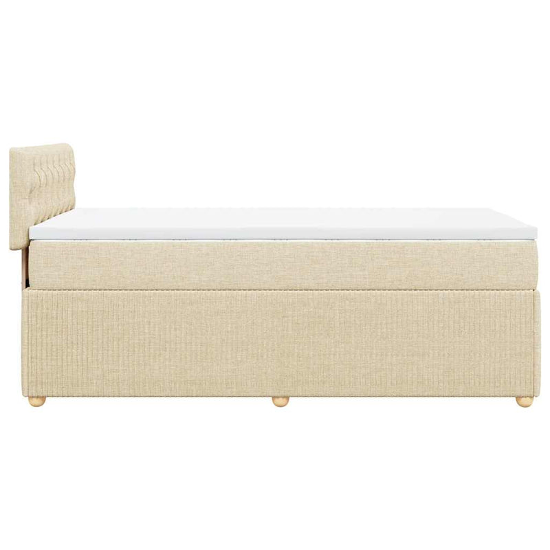 Pat box spring cu saltea, crem, 100x200 cm, textil