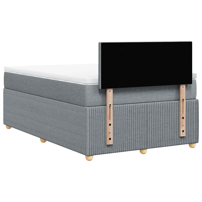 Pat box spring cu saltea, gri deschis, 120x190 cm, textil