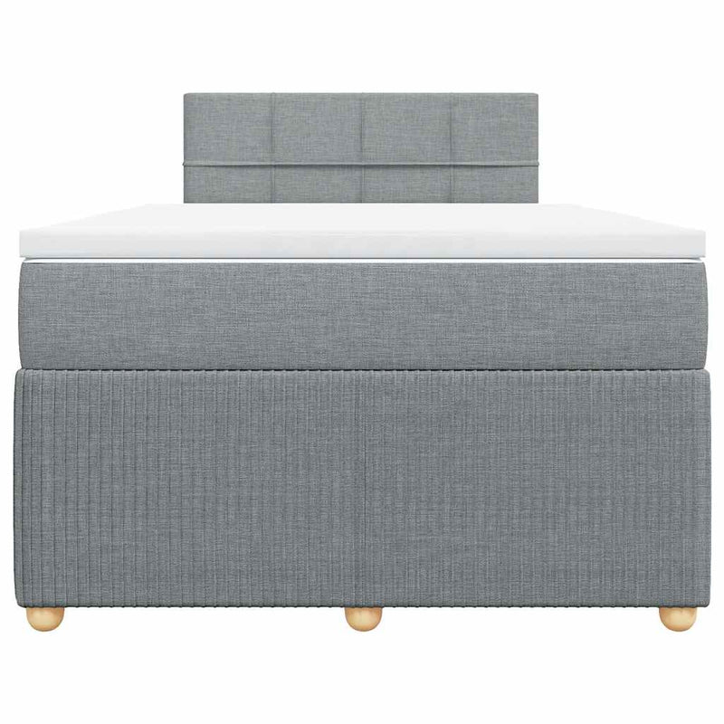 Pat box spring cu saltea, gri deschis, 120x190 cm, textil
