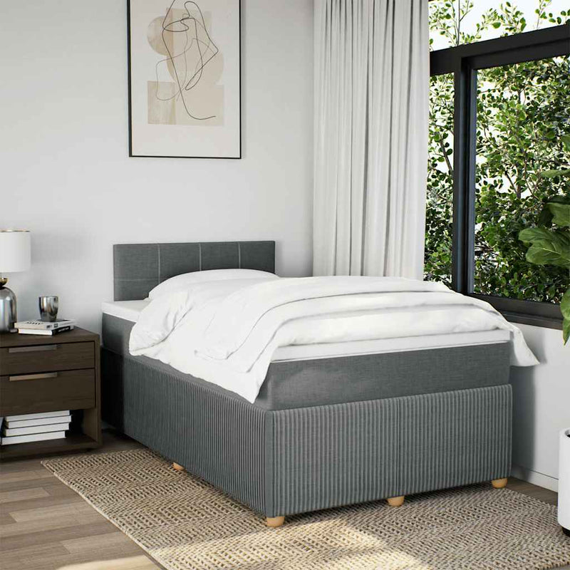 Pat box spring cu saltea, gri închis, 120x190 cm, textil